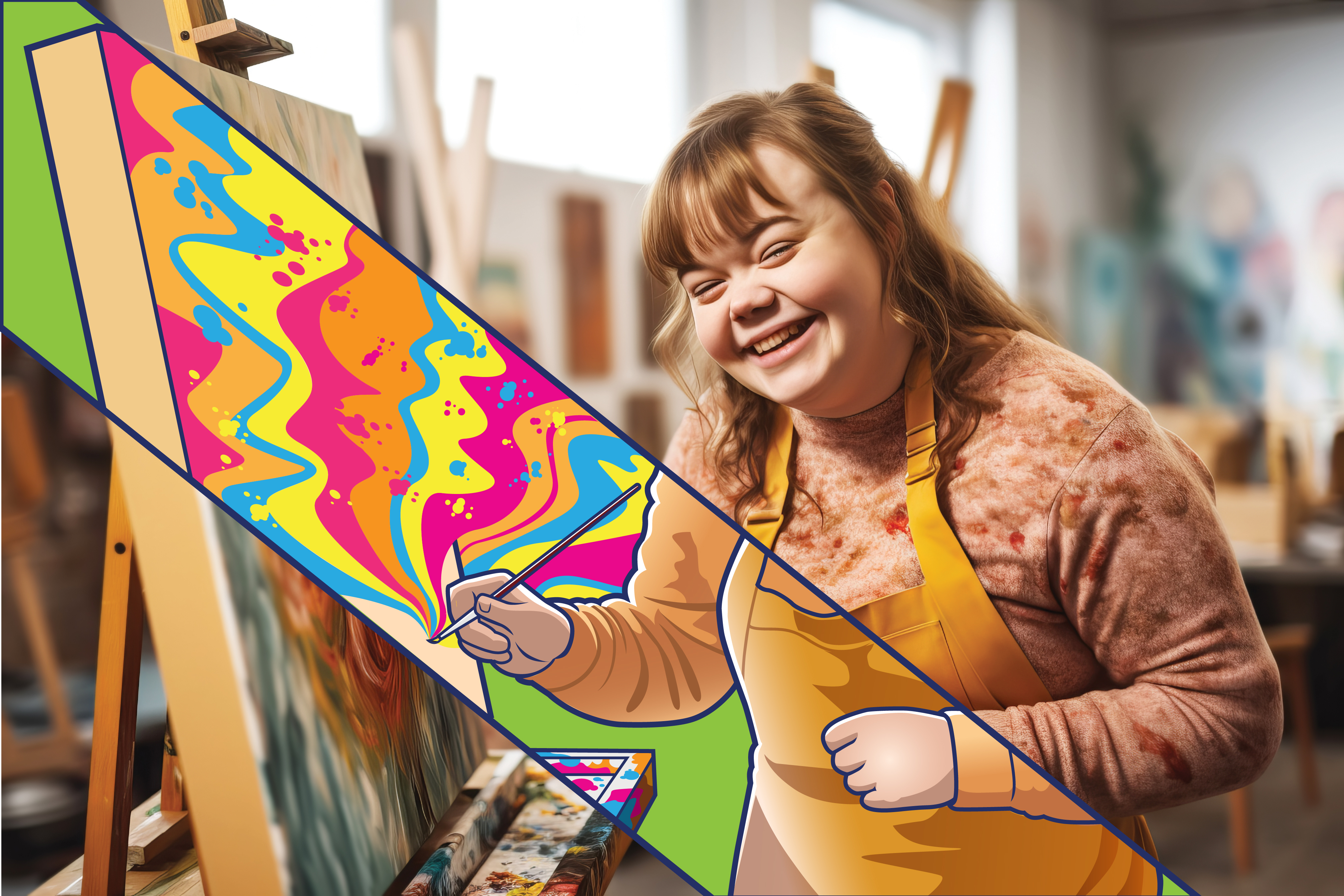 girl painting on canvas